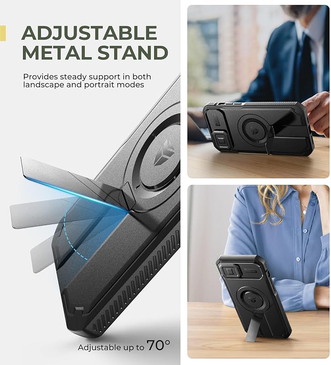 Dexnor for iPhone 14 Pus/15 Plus Case with Slide Camera Cover & Adjustable Kickstand, Compatible with MagSafe, Rugged Shockproof Bumper Cases Heavy-Duty Magnetic Protective Cover,6.7 inch,Black - Image 5
