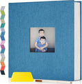Popotop Photo Album Self Adhesive with Picture Display Window,60 Pages DIY Scrapbooking Supplies Kit for 4x6 8x10 Picture,Linen Cover Memory Book for Baby Wedding, with Scraper and Metallic Pen by Popotop