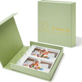 4x6 Photo Storage Box with 3-Ring Slip-In Binder Album, Linen Organizer with Gold Foil Cover, Holds 210 Photos for Travel, Wedding & Memory Keeping, Light Green by Hiwhy