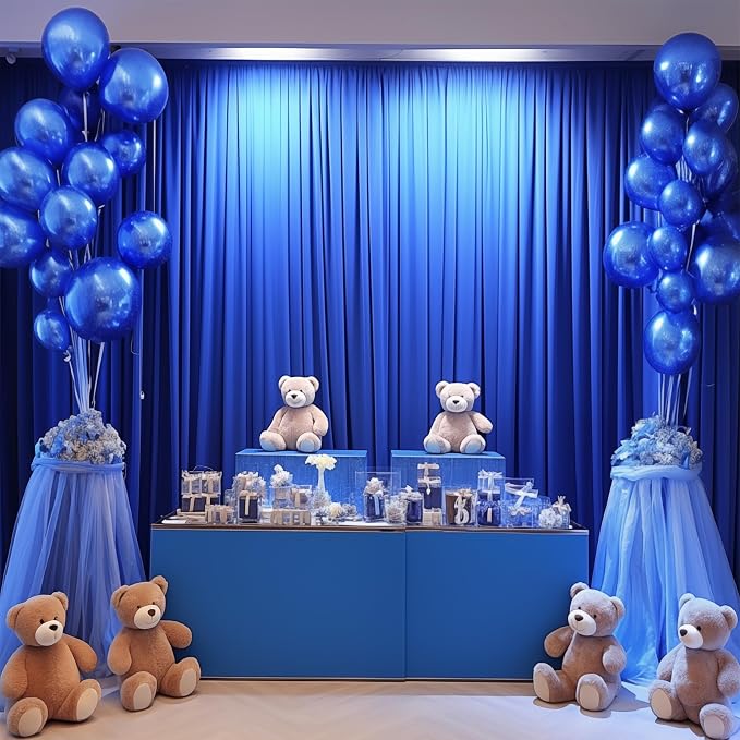Royal Blue Backdrop Curtains 8 Panels - Wrinkle-Free Polyester Photography Drapes for Baby Shower & Birthday Party - 32 X 10FT - Image 9