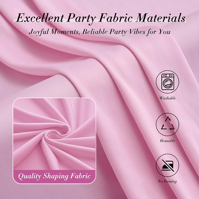 10 ft x 8 ft Wrinkle Free Pink Backdrop Curtain Panels for Parties, Polyester Thick Photography Backdrop Drapes for Baby Shower Bridal Shower Wedding Party Home Decoration Supplies - Image 3