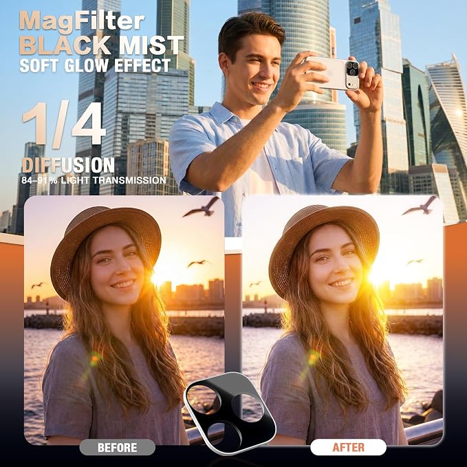 MagFilter Lens Filter Kit for iPhone 17 Pro/Max, 2-in-1 CPL, ND32 & Black Mist Photography Set, Premium Optical Glass, Cinematic Content Creation, Silver (17 Pro Max Lens Filter, Black Mist Silver) - Image 5