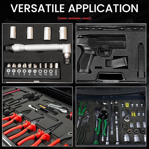 4 Pack Gun Case Foam Inserts - Precut Black Foam Padding 16 x 12 x 2 Inch | High-Density Customizable Padding for Gun Parts, Toolboxes, Camera Bags & Precision Equipment Protection - Image 5