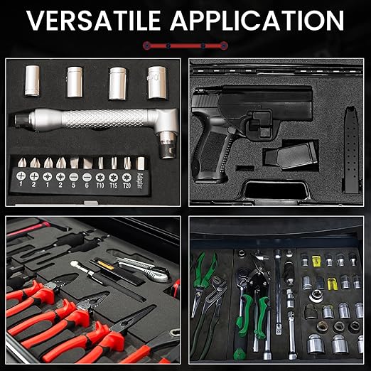 6 Pack Gun Case Foam - 16x12x2 Inch Pick and Pluck Foam Inserts for Cases | Customizable, Black High Density Polyurethane Packaging Sheet Padding for Craft, Cameras, Toolboxes and Guns Storage - Image 5