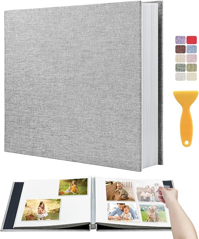 Large Photo Album Self Adhesive Scrapbook Album for 4x6 5x7 8x10 Pictures DIY Photo Book for Wedding, Anniversary, Christmas, Baby Shower, Ideal for Preserving Precious Moments by HoneyTolly