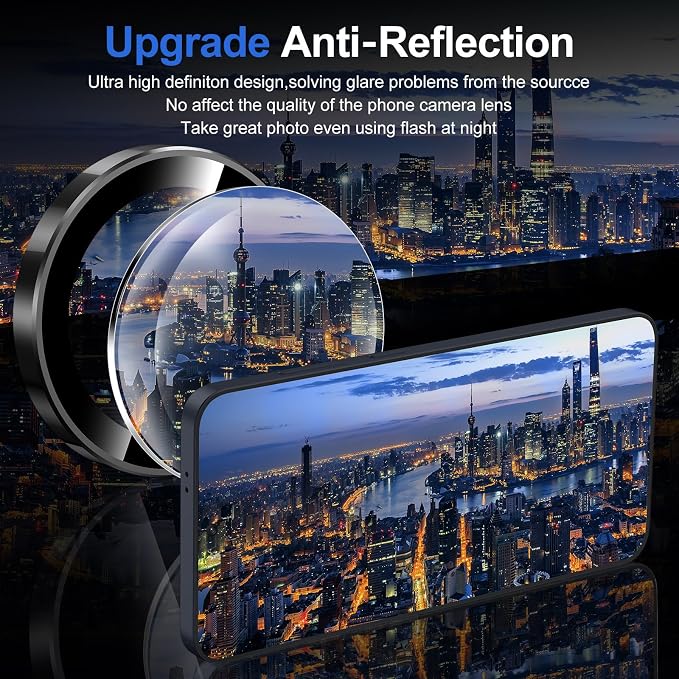 for Samsung Galaxy S25 Camera Lens Protector, Individual Metal Ring Tempered Glass Lens Cover, [Strong Adsorption] Scratch Resistant Ultra-Thin HD Clear Lens Cover, 1 Set-Black Ring - Image 4