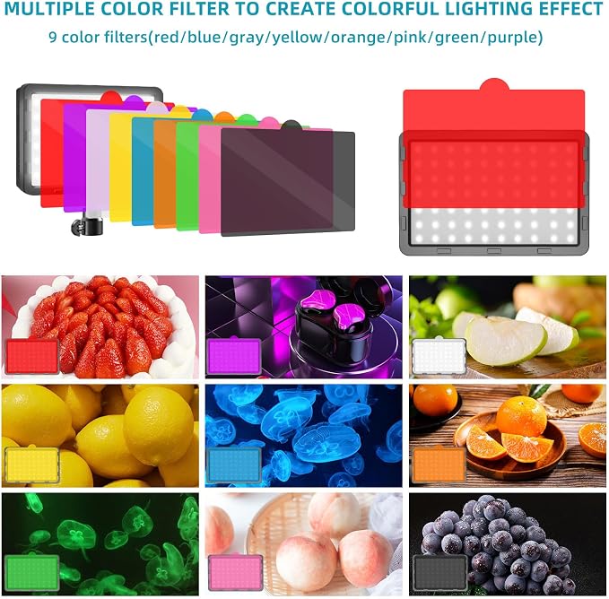 LED Video Light Kit 2Pcs, Hagibis Studio Lights 18 Color Filters for Photography Lighting with Adjustable Tripod Stand Streaming Lights for Photo Camera Recording Computer Zoom Stream TikTok YouTube - Image 2