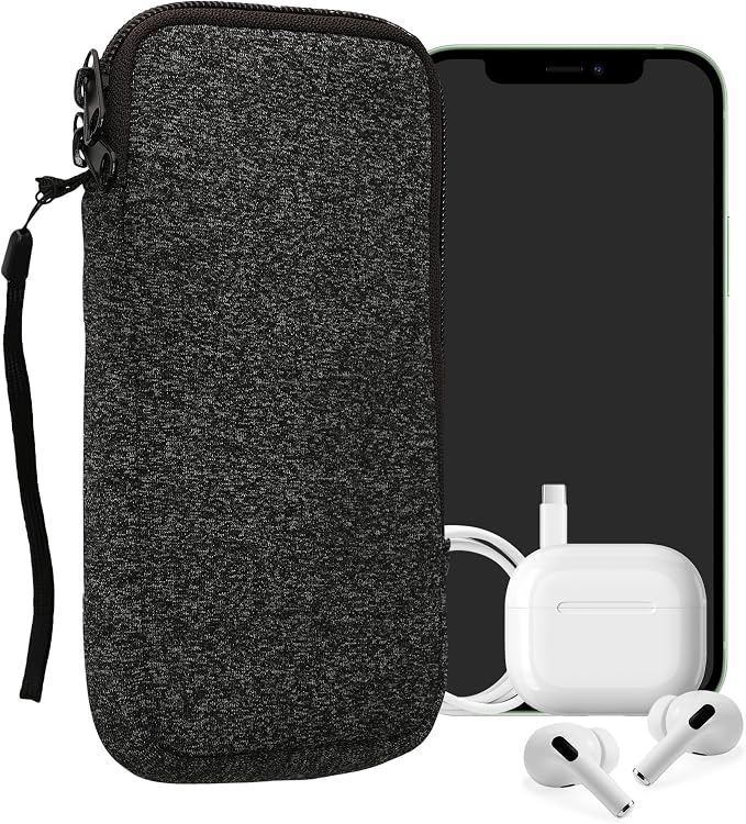 kwmobile Universal Phone Pouch Size XXL - 7" - Neoprene Smartphone Pouch with Zip - Water-Repellent Mobile Phone Case - Sleeve in Anthracite/White by kwmobile