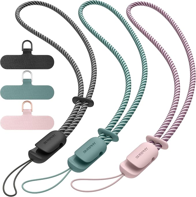 SURPHY 3 Pack Phone Wrist Strap, Phone Lanyard with Cellphone Tether Tab | Phone Strap Charm, Camera Wrist Strap with 2-Color Braided, Phone Wristlet, Wrist Lanyard for Case by SURPHY