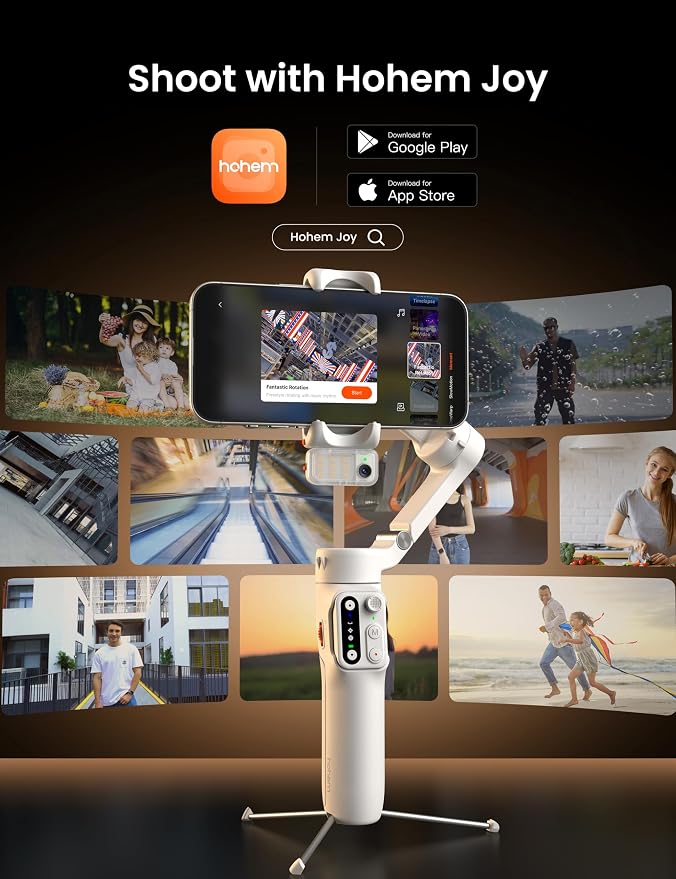 Hohem iSteady V3 Phone Gimbal Stabilizer, Magnetic AI Tracking Sensor with Fill Light, Detachable Remote Control, Built-in Extension Rod and Tripod, Foldable 3-axis Stabilization Gimbal, White - Image 7