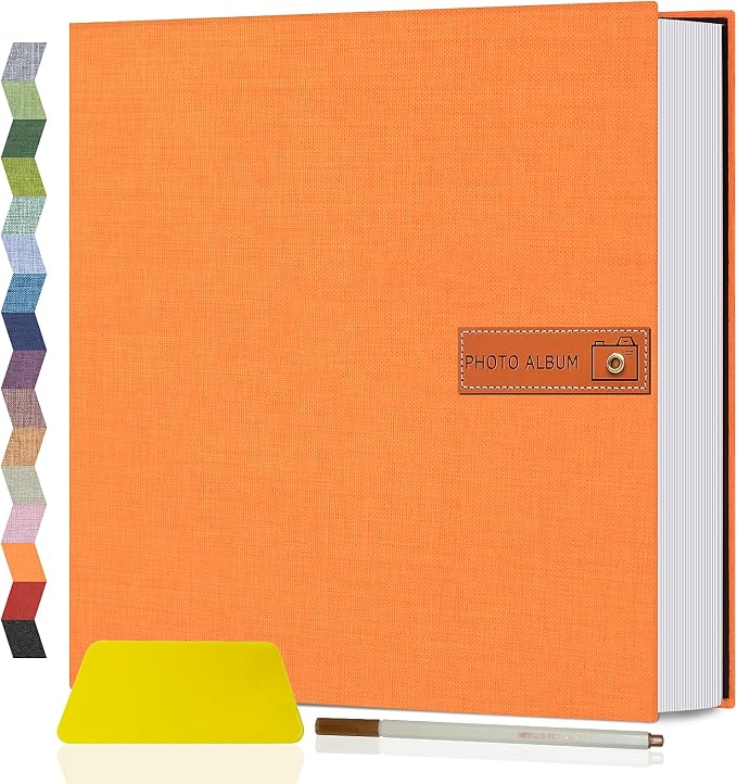 Popotop Large Photo Album Self Adhesive 4x6 5x7 8x10 Scrapbook Album DIY Picture Book,Gifts for Mom,Family Baby and Wedding,with Metal Pen and Plastic Board by Popotop