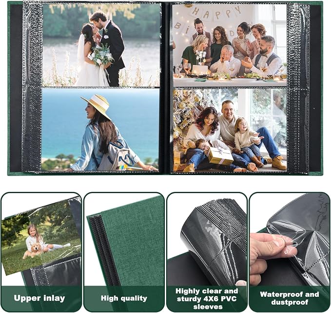Photo Album 4x6 200 Pockets for Wedding Gifts,Linen Hardcover Picture Albums for Family Anniversary Baby Vacation Pictures - Image 5