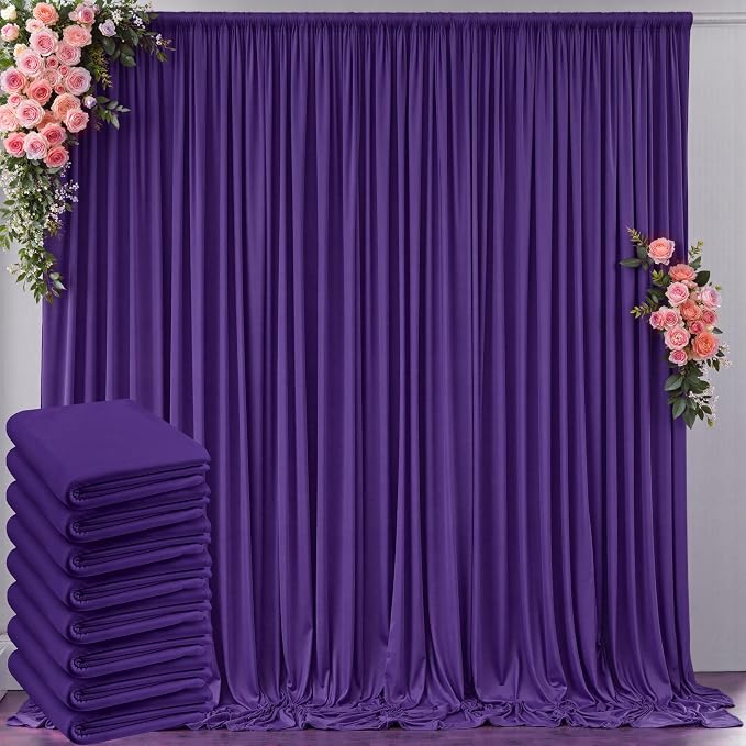 40 ft x 10 ft Wrinkle Free Purple Backdrop Curtain for Parties, 5ft x 10ft 8 Panels Polyester Purple Photo Backdrop Drapes for Wedding Birthday Party Baby Shower Fabric Photo Curtains for Mermaid by Outpain