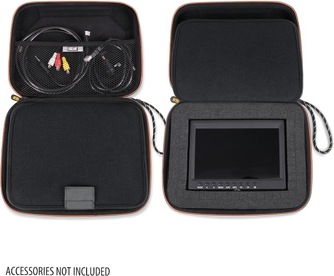 USA Gear Camera Field Monitor Case - 8 Inch Portable Camera Monitor with Customizable Foam Interior Fits NEEWER F700, FEELWORLD S55 V3, FEELWORLD F5, VILTROX DC-550, Foldable Sunshade Hood, & more - Image 3