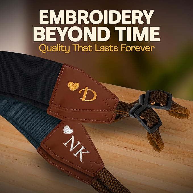 Art Tribute Camera Strap Personalized With Name - Shoulder, Crossbody & Neck Camera Strap for Photographers, Fits All Cameras, Canon Nikon Sony Fujifilm, Padded Strap W/Quick Release & Leather Ends - Image 5
