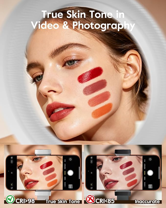 Ring Light for Makeup, 11" Desk Ring Light with Stand and Phone Holder, CRI 98+ True Color LED Makeup Light, Dimmable Selfie Ring Lights for Video Recording, Live Stream, TikTok, YouTube - Image 2