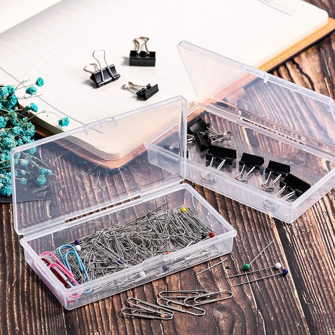 SATINIOR Pack of 12 Clear Plastic Bead Storage Containers with Hinged Lids for Beads and More (12.8 x 6.1 x 2.45 x 2.9 inches) - Image 3