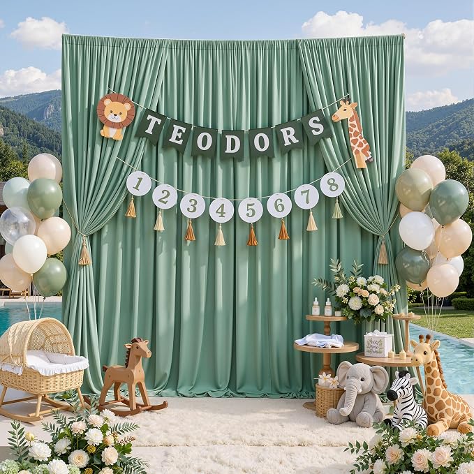 30ftx10ft Wrinkle Free Sage Green Backdrop Curtains for Parties, 6 Panels 5x10ft Silky Polyester Photo Backdrop Drapes Back Drop Cloth Drapery for Wedding Birthday Photography Background - Image 7
