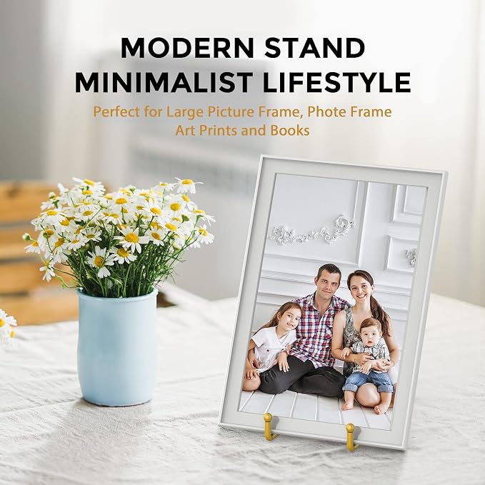 TR-LIFE 10 Inch Large Plate Stands/Holder for Display - Metal Picture Frame Holder Stand + Small Easels for Decorative Plate, Platter, Book, Plaques, Photo, Tabletop Art (Gold 2 Pack) - Image 4