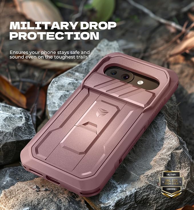Dexnor for Google Pixel 9a Case with Slide Camera Cover & 2 Front Frames & Built-in Screen Protector & Heavy-Duty Kickstand, Full-Body Protective Cover Rugged Bumper Cases for Pixel 9a,Peony Pink - Image 6