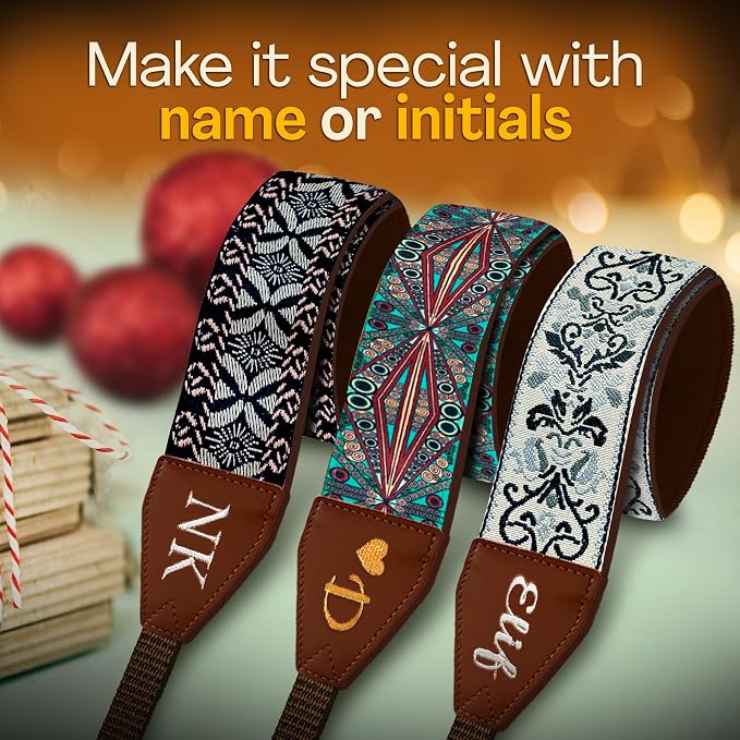 Art Tribute Custom Camera Strap Golden Embroidey - Add Your Text and We Make It Especially For You Get Your Own Personalized Gift Camera Strap, No Shipping Cost! - Image 2