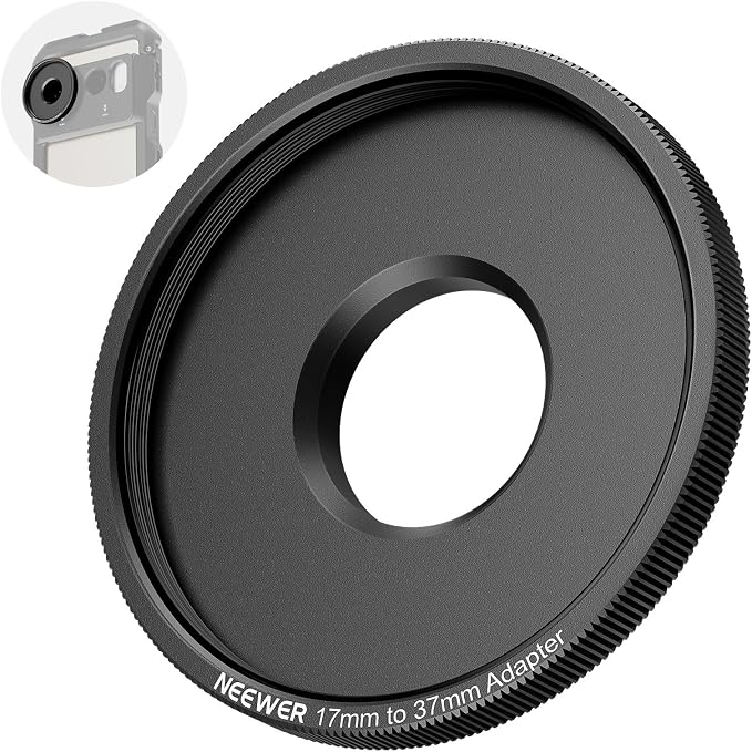NEEWER 17mm to 37mm Lens Filter Adapter Ring, Compatible with Beastgrip 37mm Lenses Phone Cage Rig Stabilizer for iPhone 16 15 Pro Max Plus S24 Ultra for Video Recording, PA061 by Neewer