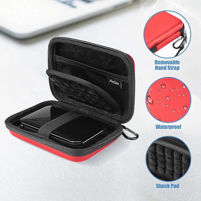 ProCase External Hard Drive Travel Case for 2.5" HDD/SSD -Red | Fits Seagate Portable, Samsung T9, WD Elements, My Passport, Toshiba Canvio Basics, 1TB-5TB Drives, USB 3.0 HDD/SSD Storage - Image 2