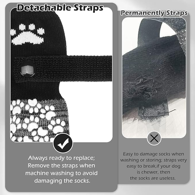 EXPAWLORER Anti Slip Dog Socks to Prevent Licking Paws, Shoes for Hot Pavement, Dog Booties for Small Medium Large Senior Dogs, Traction Control Boots & Paw Protectors for Hardwood Floors Black&Grey - Image 5