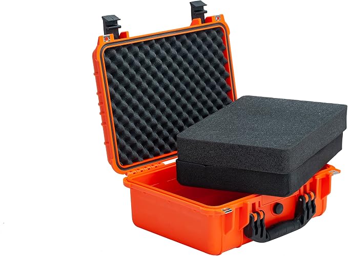 MEIJIA All Weather IP67 Waterproof Hard Camera Case,Hard Protective Case,Hard Case with Customizable Foam,Fit Use of Drones,Camera,Equipments,Pistols(Orange,15.98x12.99x6.85inches) - Image 2