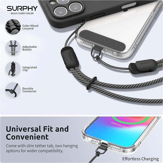 SURPHY 3 Pack Phone Wrist Strap, Phone Lanyard with Cellphone Tether Tab | Phone Strap Charm, Camera Wrist Strap with 2-Color Braided, Phone Wristlet, Wrist Lanyard for Case - Image 2