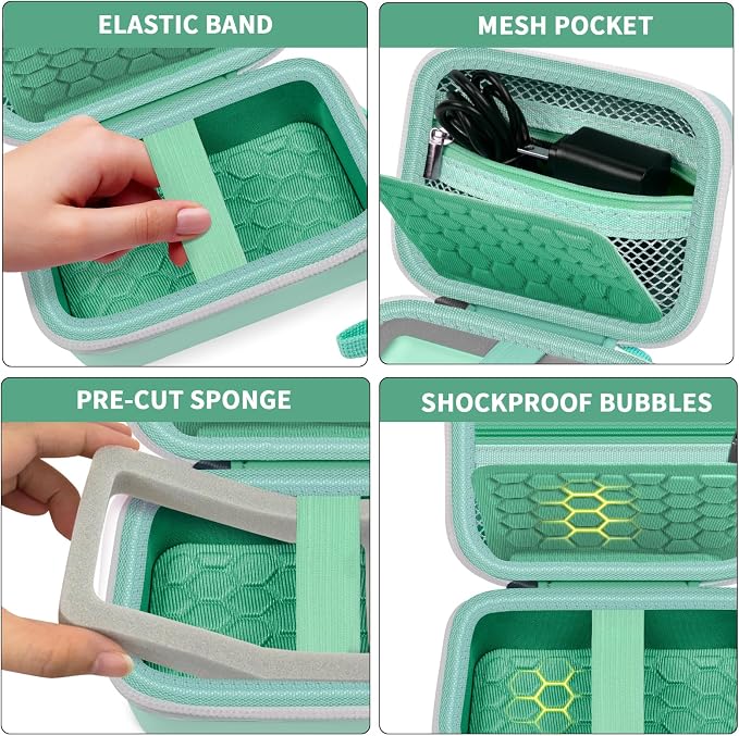 Comecase Digital Camera Case for Kodak PIXPRO FZ45 FZ55, Light Green | Fits Cameras up to 4.33 x 3.07 x 2.3 in, Pre-Cut Foam, Elastic Strap&Hand Strap, Mesh Pocket for Accessories, Case Only - Image 4