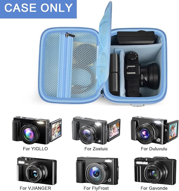 ANKHOH Vlogging Camera Case for Duluvulu/Zostuic/YIGLLO/Gavonde/Canon/Kodak | SD Card & Battery Storage, Accessory Pocket, Travel Carrying Bag, Case Only, For Creators Photography & Travel, Grey - Image 3
