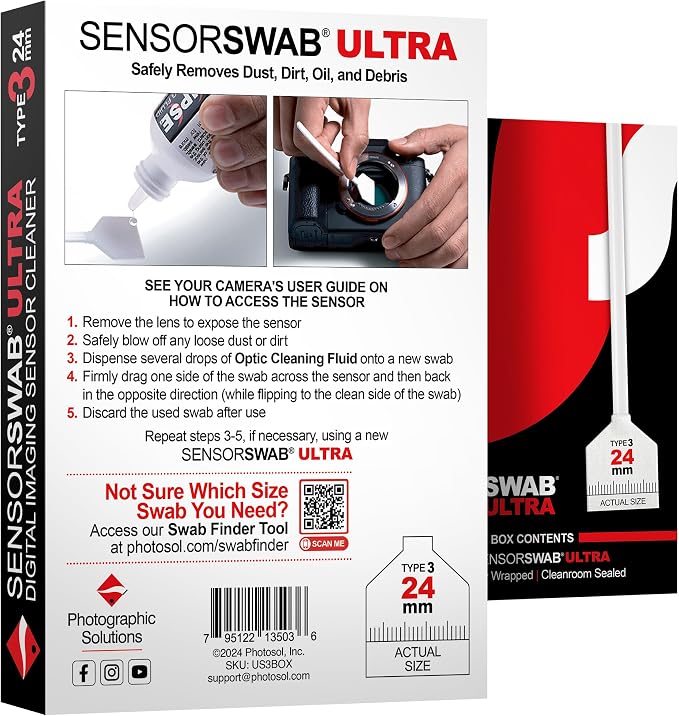 Photographic Solutions Sensor Swab Ultra 24mm Type-3 Digital Imaging Sensor Cleaner Swabs for Cleaning Full Frame Mirrored or Mirrorless Cameras. Sensor Dust & Oil Remover (Pack of 12) - Image 8