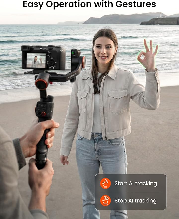 hohem iSteady MT3 3-Axis Gimbal Stabilizer for Mirrorless/Pocket/Action Cameras/Smartphone, Built-in AI Tracker with Fill Light, OLED Display, Camera Gimbal for Canon/Sony/Nikon/Fujifilm/GoPro - Image 4