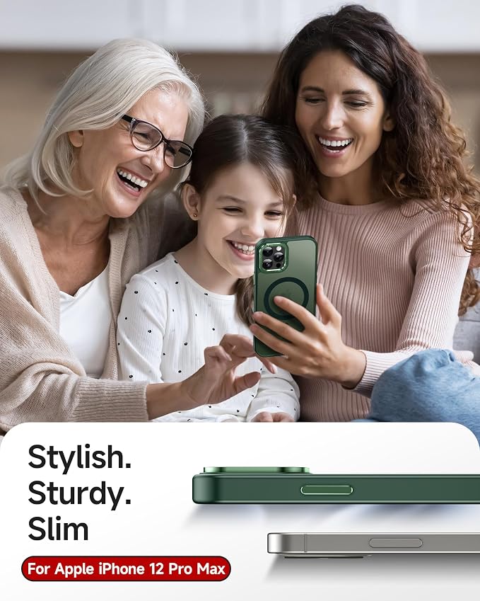 LeYi for iPhone-12-Pro-Max Case Green:[ Screen Protector X2+ Camera Lens Cover X2] Compatible with Magsafe i Phone 12Pro Promax Magnetic Fundas para iohone 12 Pro Max Protective Women Men, Green - Image 6
