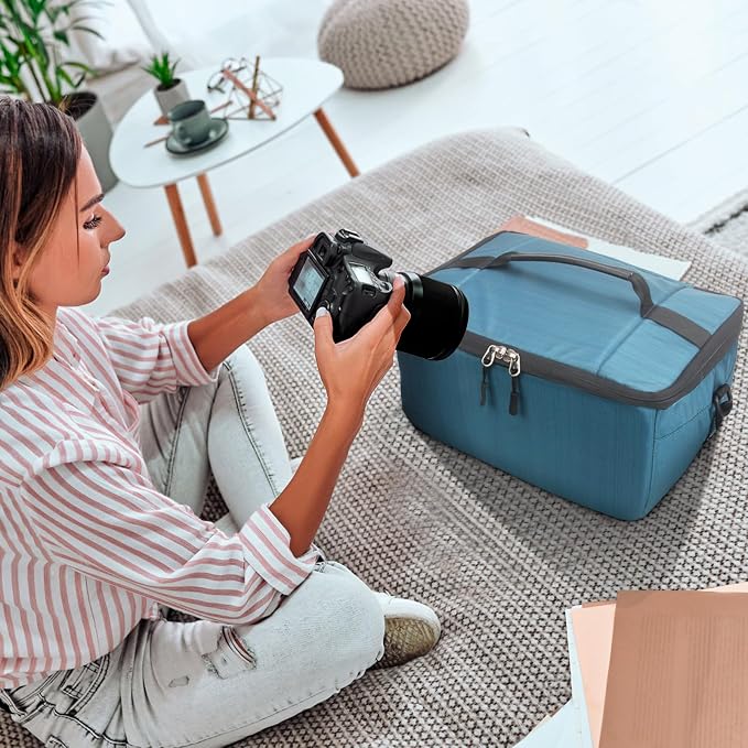 Koolertron Dslr Camera Insert Bag Purse Universal Liner Lens Pouch Partition Protective Cover Waterproof Sleeve for Cannon/Nikon/Sony (Blue) - Image 3