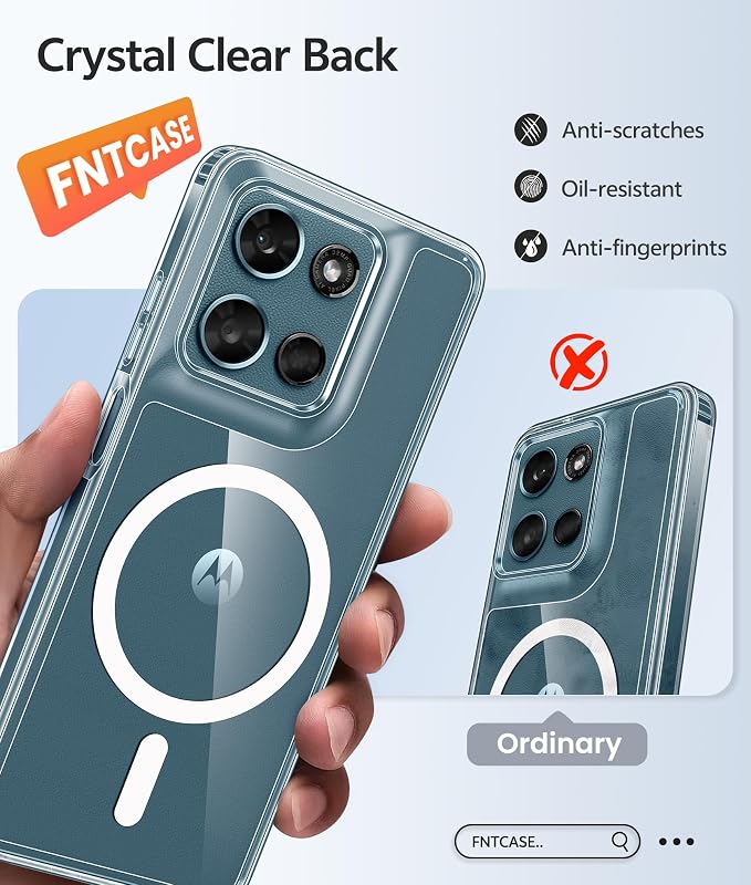 FNTCASE for Moto G Play 2026 / G 2026 / G 2025 Phone Case, Screen Protector | Anti Yellowing Magnetic Back, 14FT Military Grade Drop Protection, Shockproof Protective Phone Cover, Transparent - Image 6