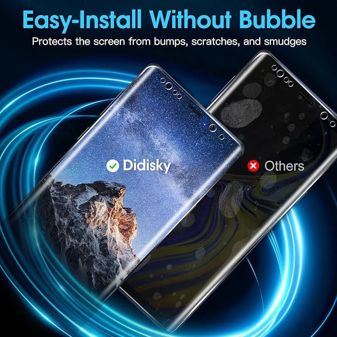 Didisky 2 Pack Privacy Screen Protector for Samsung Galaxy Note 9 Tempered Glass, 3D Curved Full Coverage, Anti-Spy,9H,Bubble Free,Easy to Install,Anti Scratch - Image 5