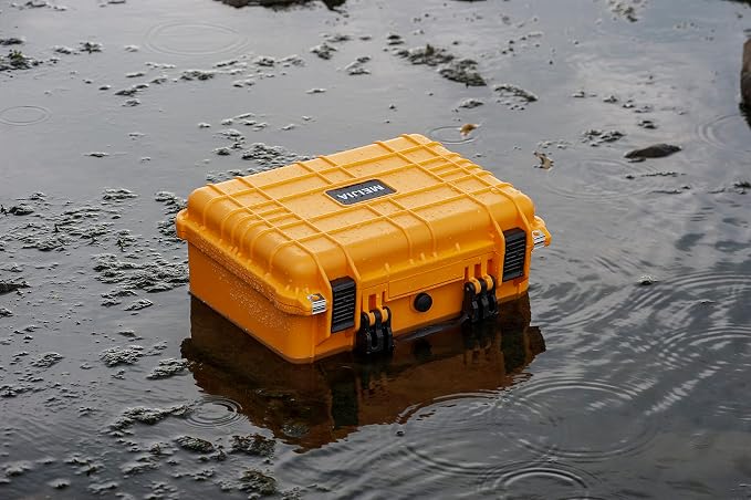 MEIJIA All Weather IP67 Waterproof Hard Camera Case,Hard Protective Case,Hard Case with Customizable Foam,Fit Use of Drones,Camera,Equipments,Pistols(Yellow,15.98x12.99x6.85inches) - Image 9