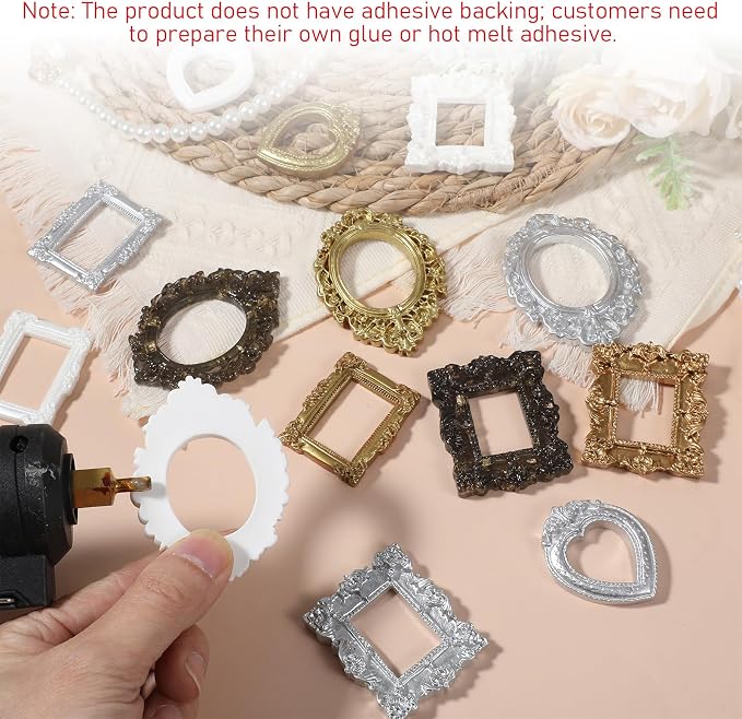 16PCS Miniature Dollhouse Accessories Gold Foil Small Photo Frames | Aesthetic Mini Frames, for DIY Craft, Jewelry Display, Gothic Dollhouse Picture Frame, Doll House Ornament - Image 3