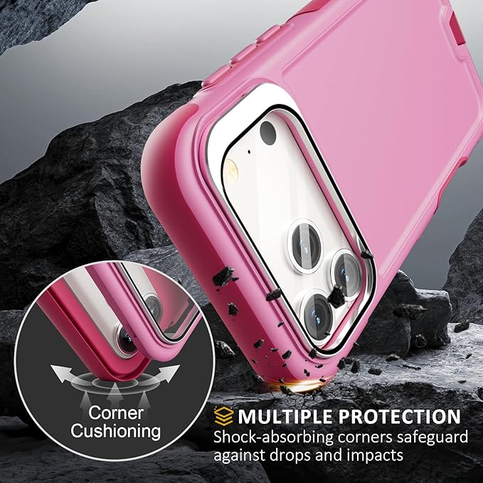 Follaroma Magnetic for iPhone 17 Pro Case with Camera Cover Stand,Pink,6.3" | Built-in Glass Camera Cover Stand,Compatible with MagSafe,Heavy Duty Shockproof Protective,Military-Grade Anti-DropDual Case - Image 5