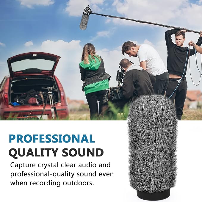 NTG3 Shotgun Mic Windscreen Deadcat Pop Filter Compatible with Rode NTG3, NTG2, Sennheiser MKH416, MKH418, Sony ECM 680s ECM-670 ECM-678, AKG C568EB, C4608, 7.1" Long Microphone Cover Muff Wind Shield - Image 4