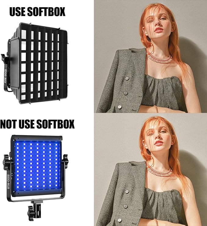 GVM Upgrade 800D RGB Video Light Kits with 2 Softboxes, Studio Lights with Bluetooth Control, 2 Packs Photography Lighting with 18 Lighting Scenes, led Panel Lights for Video Recording - Image 6