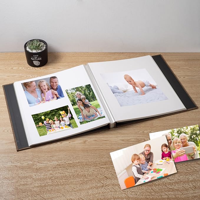 Large Photo Album Self Adhesive Scrapbook Album for 4×6 8×10 Pictures DIY Magnetic Linen Cover Album 60 Pages for Family Wedding Gifts with Metal Pen and Plastic Board - Image 3
