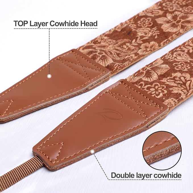 Padwa Lifestyle Cork Camera Strap - 2" Top Layer Cowhide Head Camera Straps for Photographers,Natural Log Crackle Art Print Style,Soft Chamois Velvet Padded Strap Quick Release fits All Cameras - Image 2