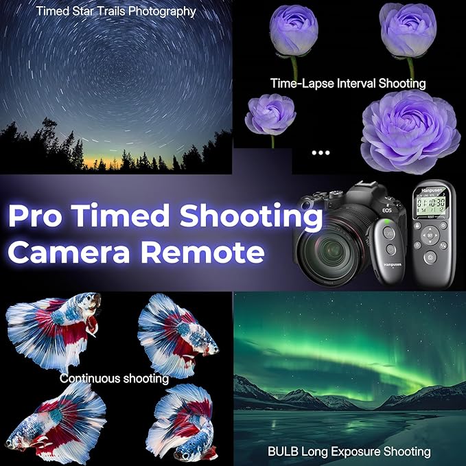 for Canon Camera Rechargeable Wireless Intervalometer Shutter Release | Time-Lapse & Bulb Exposure Interval Timer Remote Control with OLED Display for Canon R6 II/R50 V/R100/R8/R7/R6/R5/R10/T7/T7i - Image 2