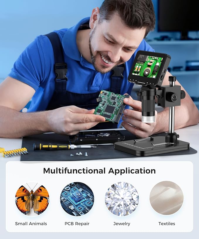 PalliPartners Digital Microscope for Coins with Light HD Screen | 4.3 Inch 1080P HD Screen, 10MP Camera, 1-1000X Zoom. Wireless USB Digital Microscope with Video Recorder for Inspection - Image 7