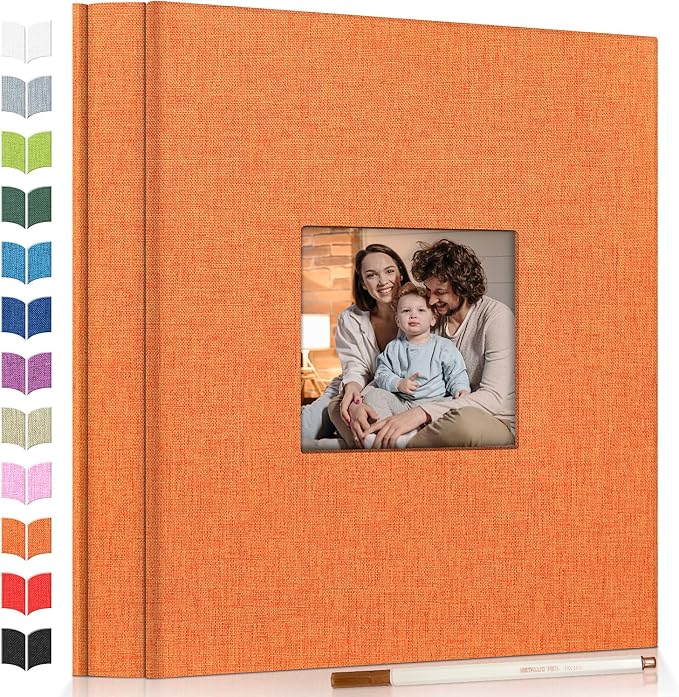 Artfeel Photo Album Self Adhesive Scrapbook Album for 3x5 4x6 5x7 8x10 Pictures,120 Pages Linen Cover with Display Window DIY Photo Book,Ideal Gifts for Family Travel Wedding Baby by Artfeel
