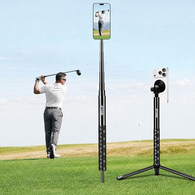 Golf Tripod & Monopod, Magnetic Mount and Adjustable Stick for Golf Swing | 9–59" Adjustable Height to Capture Every Swing Angle, Easy to install, Portable, Compatible with Phones or Cameras by ARTTODO