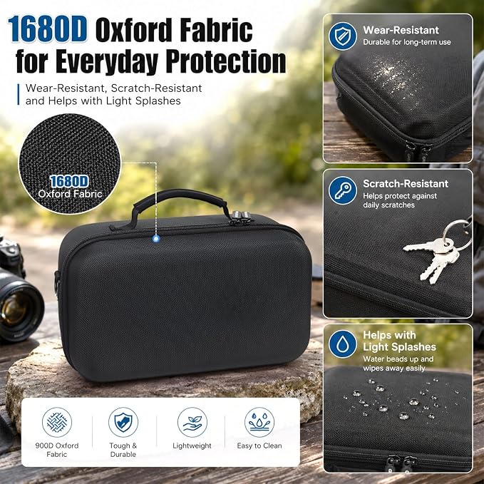 Camera Case for Canon EOS Rebel T7/R50/R100/for Sony a7iv/Mirrorless | EVA hard shell, Oxford fabric, 4 adjustable dividers and 3 mesh pockets for camera travel and home storage-Black (Case Only) - Image 9